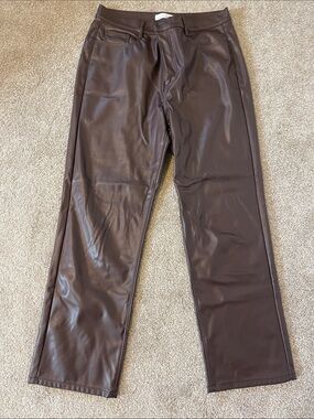 LOFT Women’s Dark Brown Faux Leather Pants